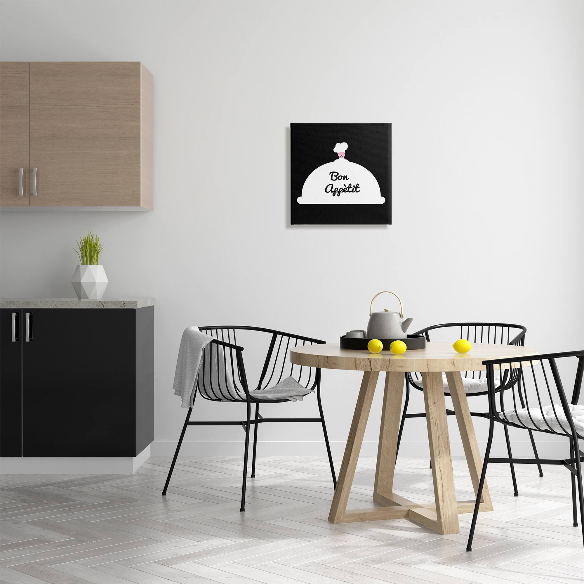 Stupell Industries Bon Appetit Phrase Mustache Chef Modern Design Canvas Wall Art